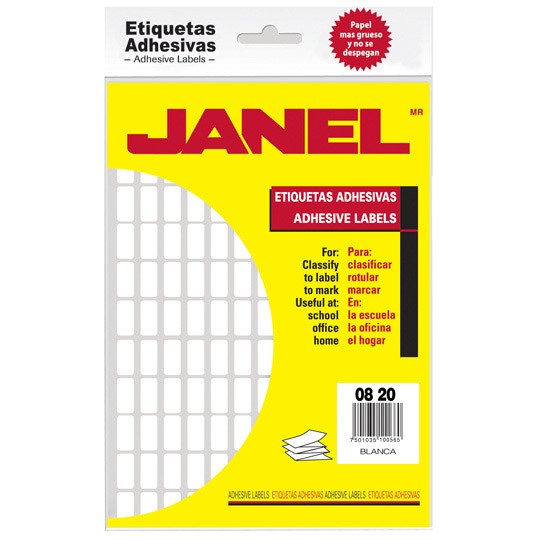 Etiqueta Blanca Janel Clasica No. 4 Con 2520 Etiquetas De 8X20 Mm