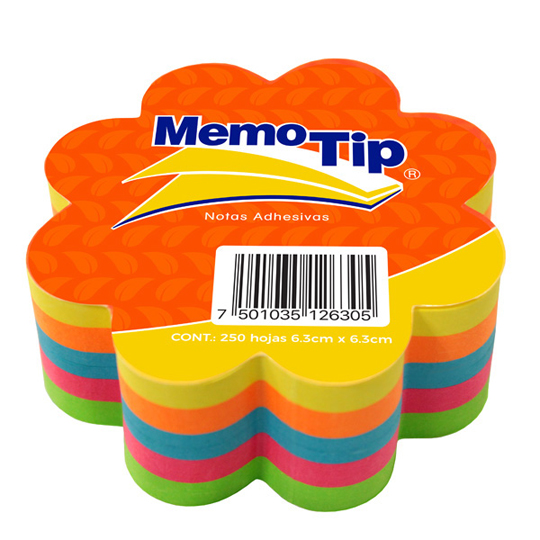 Notas Adhesivas Memo Tip Forma Flor Con 250 hojas de 6.3 x 6.3 cm
