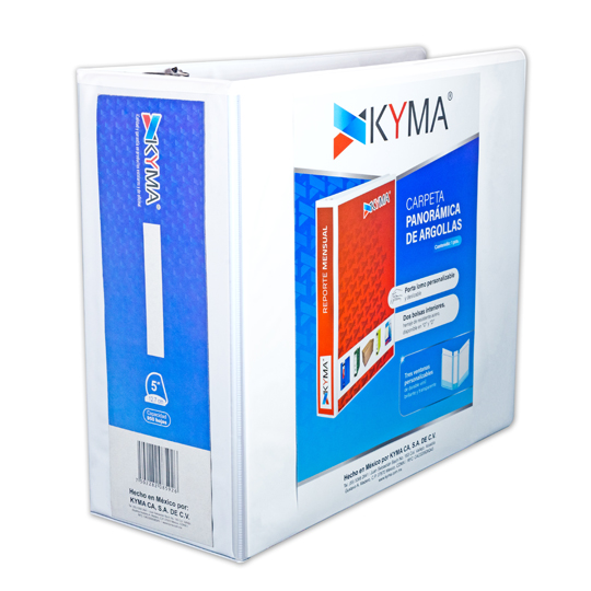 Carpeta panorámica KYMA carta blanca herraje en "D" de 5 pulgadas