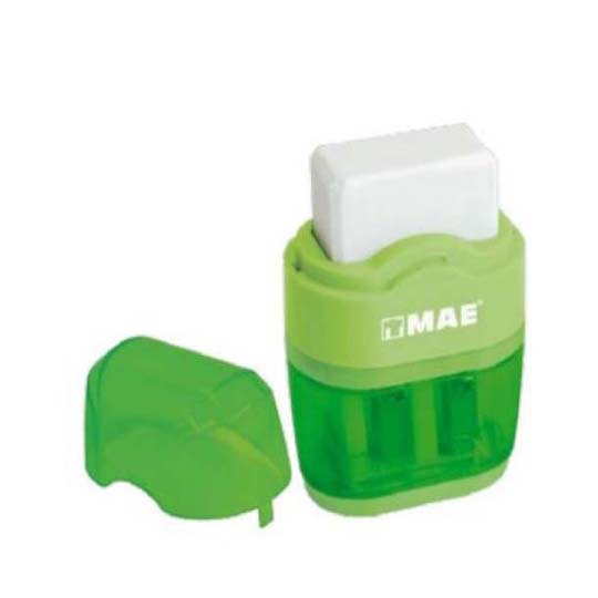 Sacapuntas Doble Con Deposito Y Goma Mae