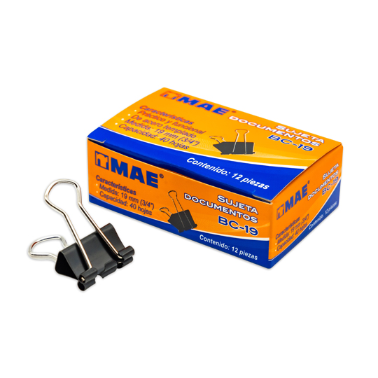 Sujetadocumentos Mae De 19 Mm 12 Piezas