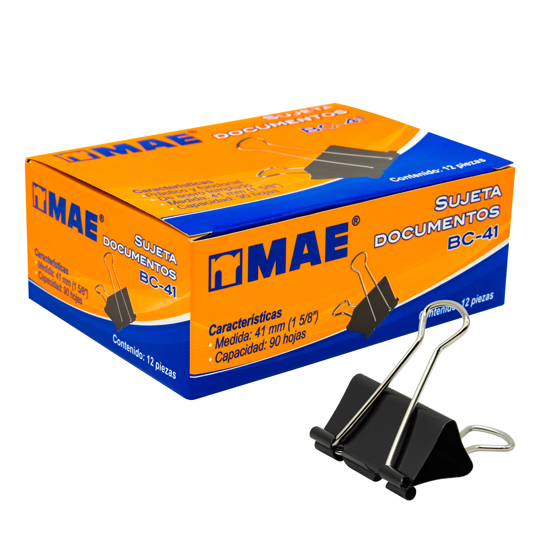Sujetadocumentos Mae De 41 Mm 12 Piezas, Capacidad 90 Hojas