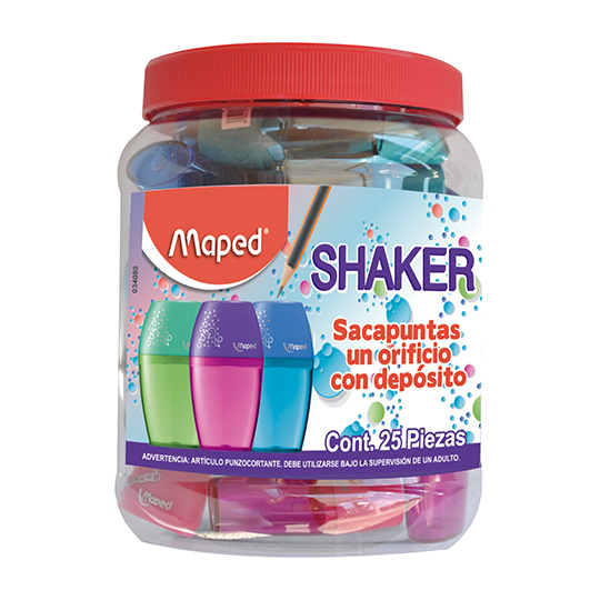 Sacapuntas Shaker Maped 1 Orificio 25 Piezas, Colores Surtidos