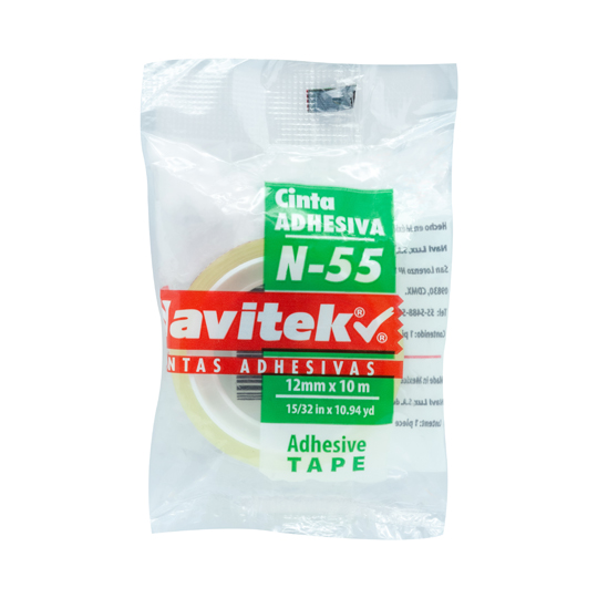 Cinta corte fácil N55 Navitek transparente 12mm x 10m uso escolar/oficina
