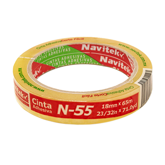 Cinta corte fácil N55 Navitek transparente 18 mm x 65m uso escolar/oficina