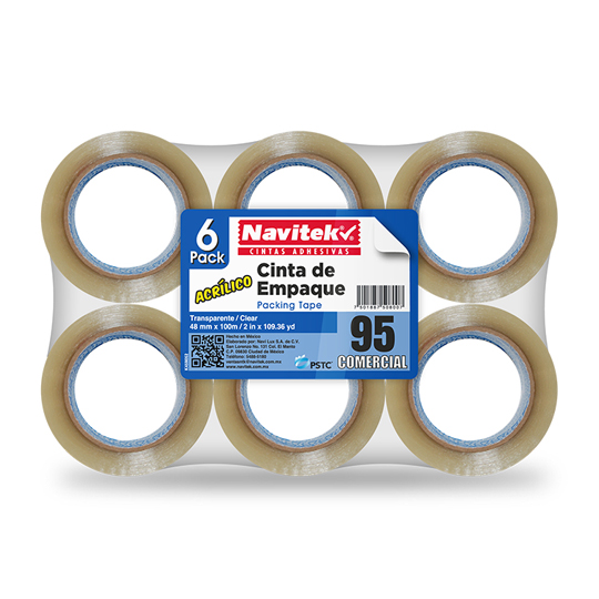 Cinta De Empaque Uso 95 Navitek Transparente 48Mmx100M Con 6 Piezas