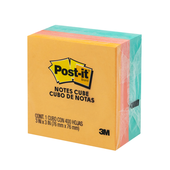 Notas Adhesivas Mod. 2018-La Post-It Aqua 3X3 Pulgadas 1 Block Con 400 Hojas