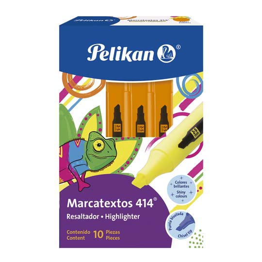 Resaltador De Texto Pelikan 414 Naranja, Caja Con 10 Piezas