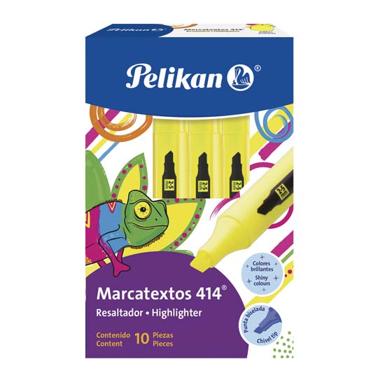 Resaltador De Texto Pelikan 414 Amarillo, Caja Con 10 Piezas