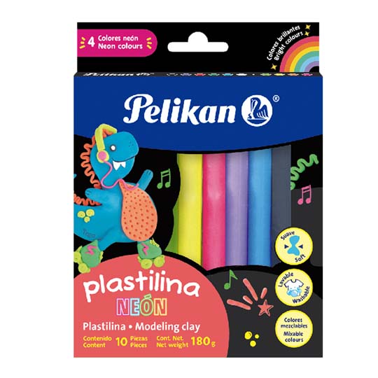 Plastilina Pelikan Colores Neón Caja Con 10 Barras Colores Surtidos 