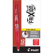 Bolígrafo fino Frixion Ball Pilot tinta gel borrable, color rojo, caja c/12 pzs