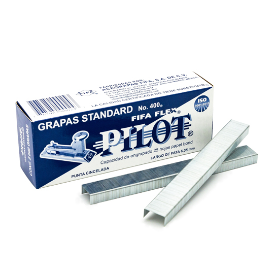 Grapas Estándar 26/6 Pilot Fifa Flex No. 400 Caja Con 5,040 Grapas 