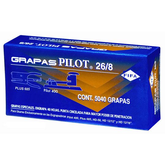 Grapas Especiales 26/8 Pilot Caja Con 5,040 Grapas