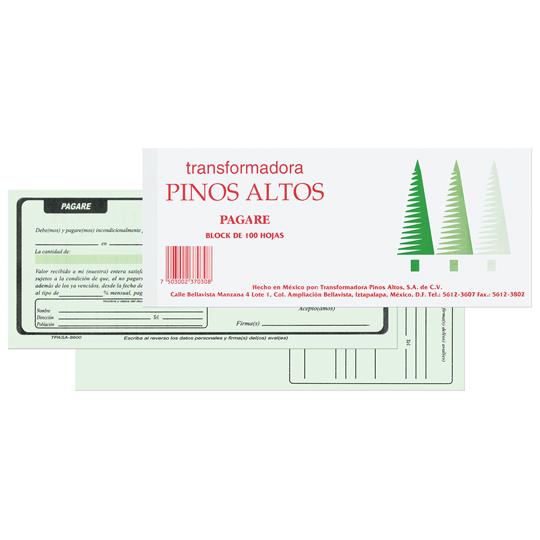 Pagare Pinos Altos Block Con 100 Hojas
