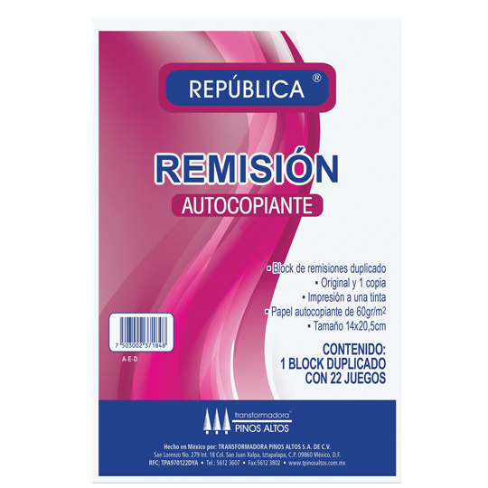 Remisión Autocopiante Pinos Altos Esquela, 22 Juegos