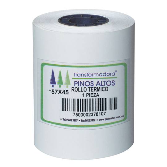 Rollo De Papel Térmico Pinos Altos 57Xx 45 Mm Caja Con 200 Rollos