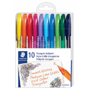 Bolígrafo Triangular punto medio Staedtler colores surtidos, caja con 10 piezas 