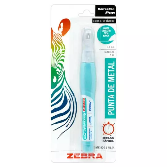Corrector Liquido Tipo Pluma Zebra, Punto 0.8Mm
