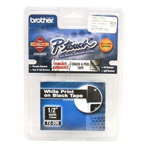 [BRO-CIN-TZ335] Cinta Brother Blanco Sobre Negro Tze335