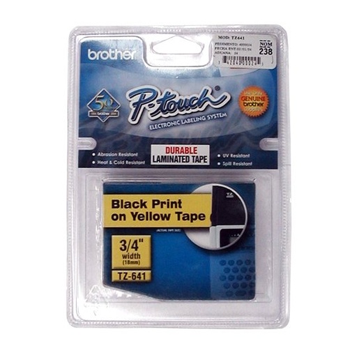 [BRO-CIN-TZ641] Cinta Brother Negro Sobre Amarillo Tze641