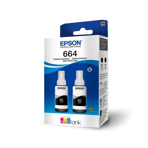 [EPS-TIN-2PT6641] Kit Tintas Negras Epson T664 2 Pzas