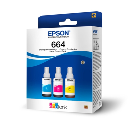 [EPS-TIN-3PT6645] Kit Tintas De Color Epson T664 3 Pzas