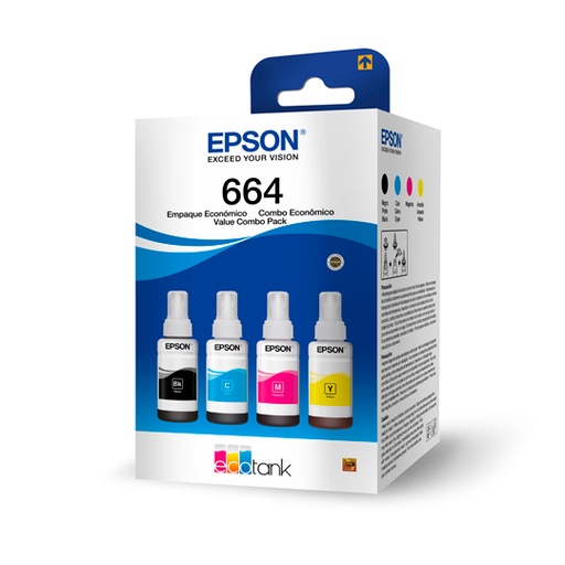 [EPS-TIN-4PT6645] Kit Tintas De Color Epson T664 4 Pzas