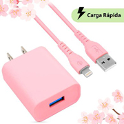 [BR-CO-6001363] Cargador Usb Brobotix Combo Y Cable Lightning Rosa