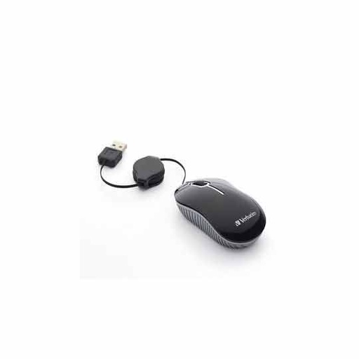 [VER-ACC-98113] Mouse Verbatim Óptico Mini Travel Alámbrico, Negro