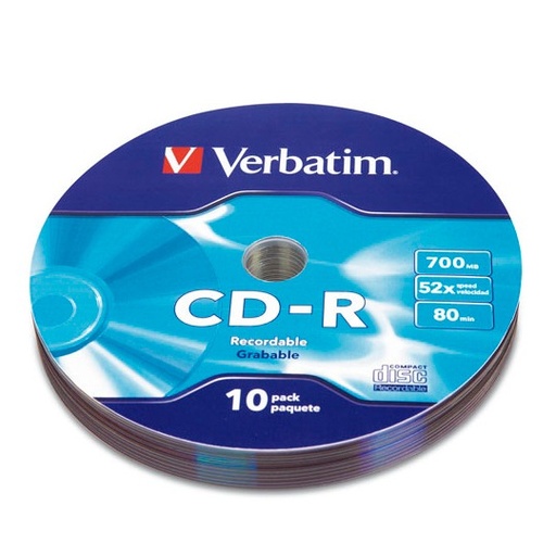[VER-DIS-96250C] Disco Verbatim Cd-R 52X 700Mb Torre 10 Piezas
