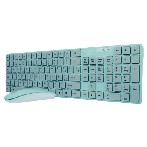 [MC-ACC-201243] Kit Teclado Y Mouse Perfect Choice Inalámbrico Turquesa