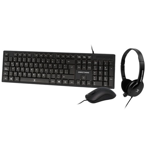 [MC-ACC-201717] Kit Teclado, Mouse Y Diadema Perfect Choice Alámbrico