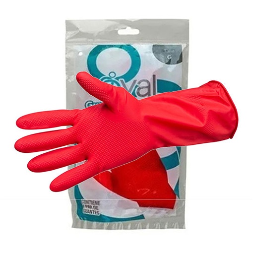 [OVA-GUANTE-MD] Guantes De Latex Rojo Oval Tamaño Median