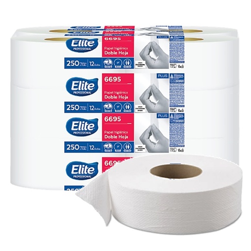[ELI-HIGJR-36695] Papel Higiénico Blanco Elite, Paq. Con 12 Rollos Jr 250 M