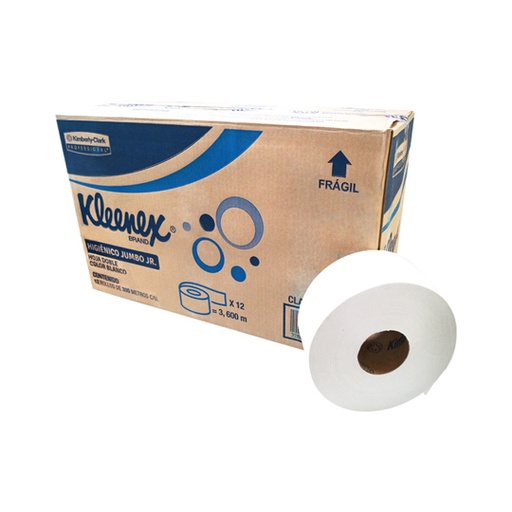 [LKC-HIGJR-90606] Papel Higiénico Blanco Kleenex, Caja C/12 Bobinas 300M Jumbo Jr Mod 90606