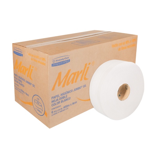 [LKC-HIGSR-90510] Papel Higiénico Blanco Marli, Caja Con 6 Bobinas 400M Jumbo Mod 90510