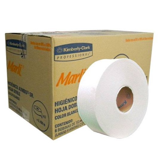[LKC-HIGSR-90532] Papel Higiénico Blanco Marli,Caja Con 6 Bobinas Jumbo 360 M Mod 90532 