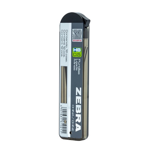 [ZEB-PUN-0900] Puntillas De Grafito Hb Zebra Punto 0.5Mm, Tubo Con 12 Puntillas