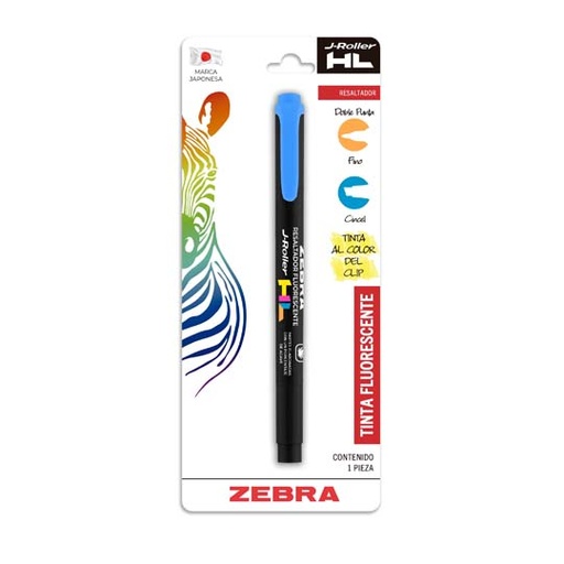 [ZEB-MAR-JRHZ] Resaltadorj Roller Hl, Zebra, Doble Punta Fino Y Cincel, Azul