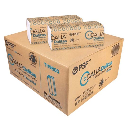 [LFA-TOA-DALITAS] Toalla Interdoblada Dalia, Dalitas Caja Con 20 Paquetes De 100 Hojas