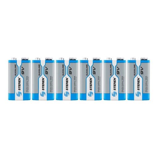 [STE-PIL-9V6] Pila Alcalina 9V Steren Blíster De 6 Pilas