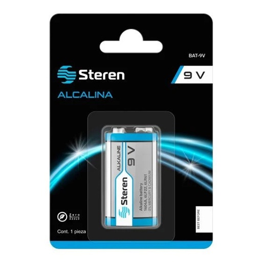 [STE-PIL-BAT9V] Pila Alcalina Steren 9V   Blister De 1 P