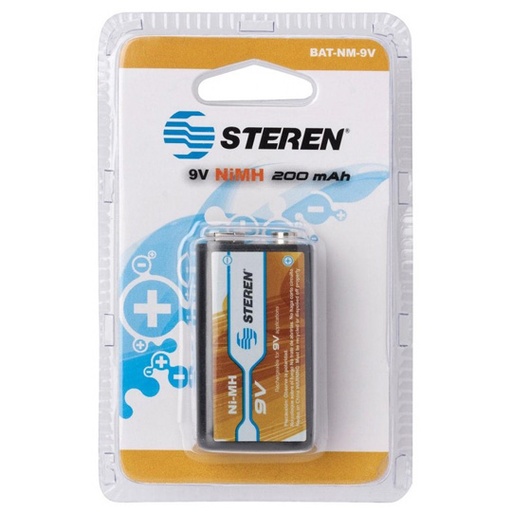 [STE-PIL-BATNM9V] Pila Recargable 9V Steren  Blister De 1