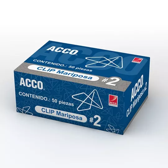 [ACO-CLI-P1720] Clip Mariposa No. 2 Acco Capacidad Hasta 100 Hojas