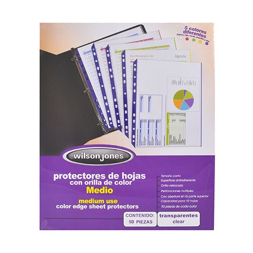 [ACO-PRH-P4742] Protector De Hojas Medio Orilla Decolor, Acco Antirreflejante, Tamaño Carta, 100 Piezas