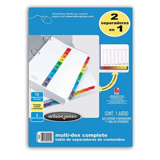 [ACO-SEP-P0444] Separador Multidex 10 Divisiones Acco, Tamaño Carta Con Numeración