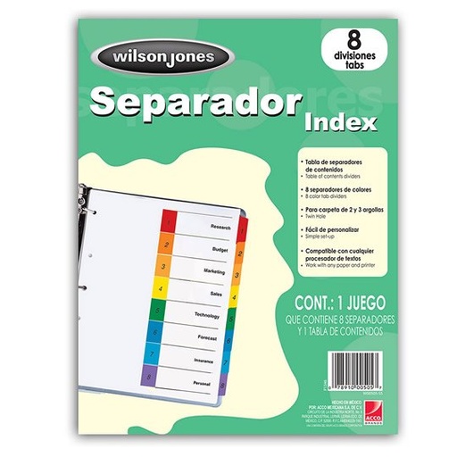 [ACO-SEP-P1346] Separador C/Numeración 8 Divisiones Acco