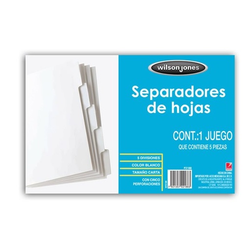 [ACO-SEP-P2188] Separador Blanco 5 Divisiones Acco Tamañ