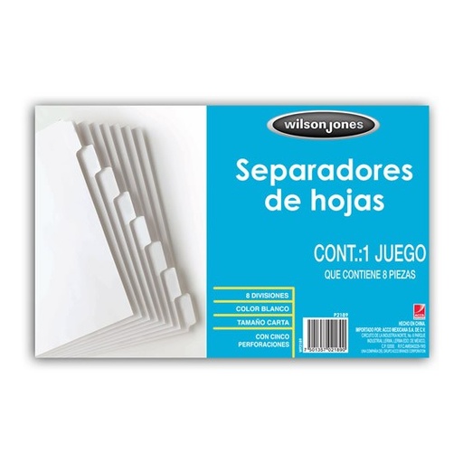 [ACO-SEP-P2189] Separador Blanco 8 Divisiones Acco Tamañ