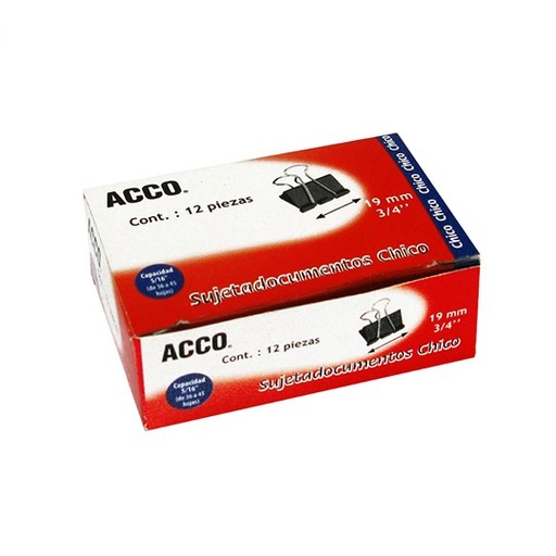[ACO-SUJ-P2462] Sujeta Documentos Chico Acco Capacidad Hasta 60 Hojas, 19Mm